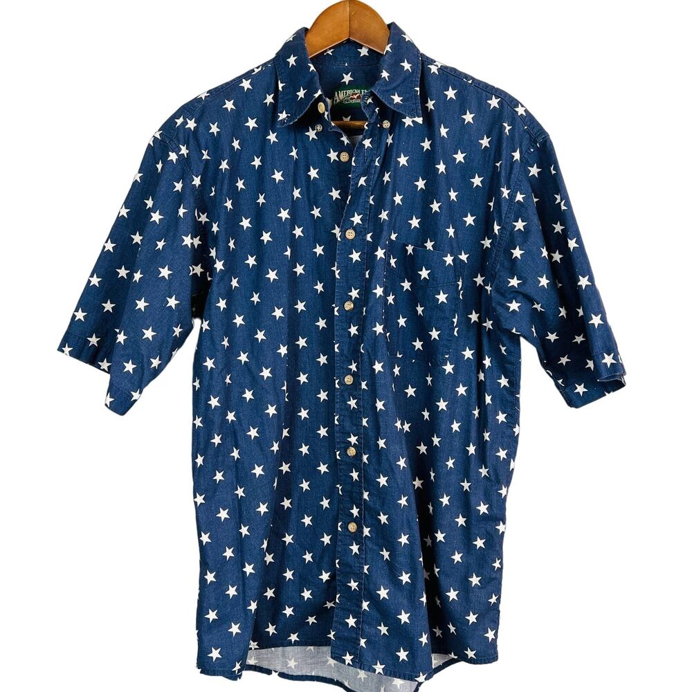 Vintage 90s American Eagle Outfitters Button Up Shirt Short Sleeve Stars - M